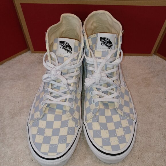 Vans Men's 5.5/Women's 7 Sk8-Hi Tapered Checkerboard Zen Blue/White VN0A4U16XHX - Picture 7 of 12
